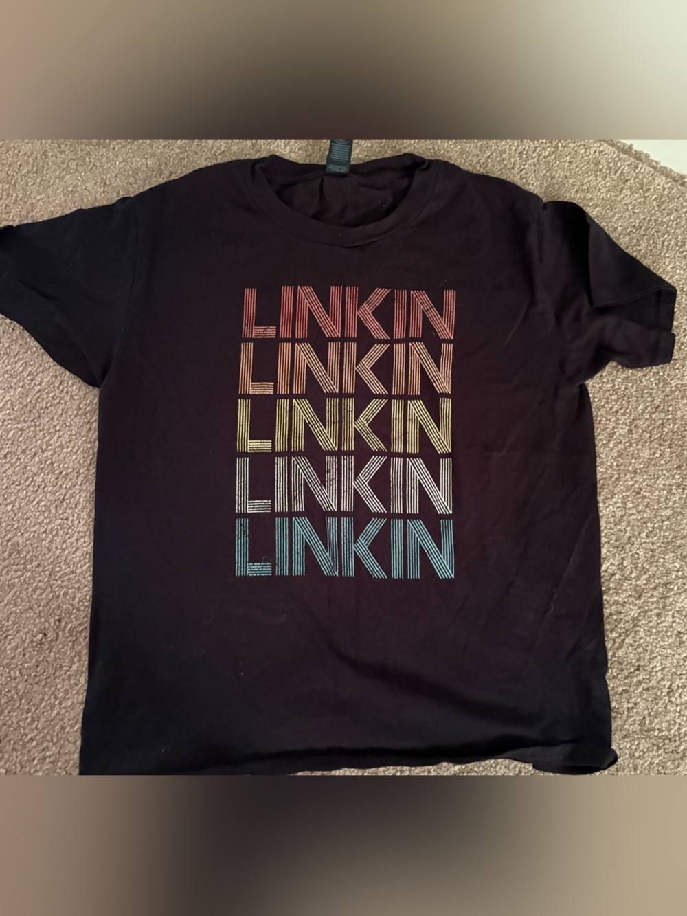 Graphic Black T-Shirt with Rainbow Pattern LINKIN PARK